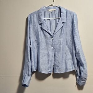 Monk & Lou button down long sleeves shirt color light blue size Large